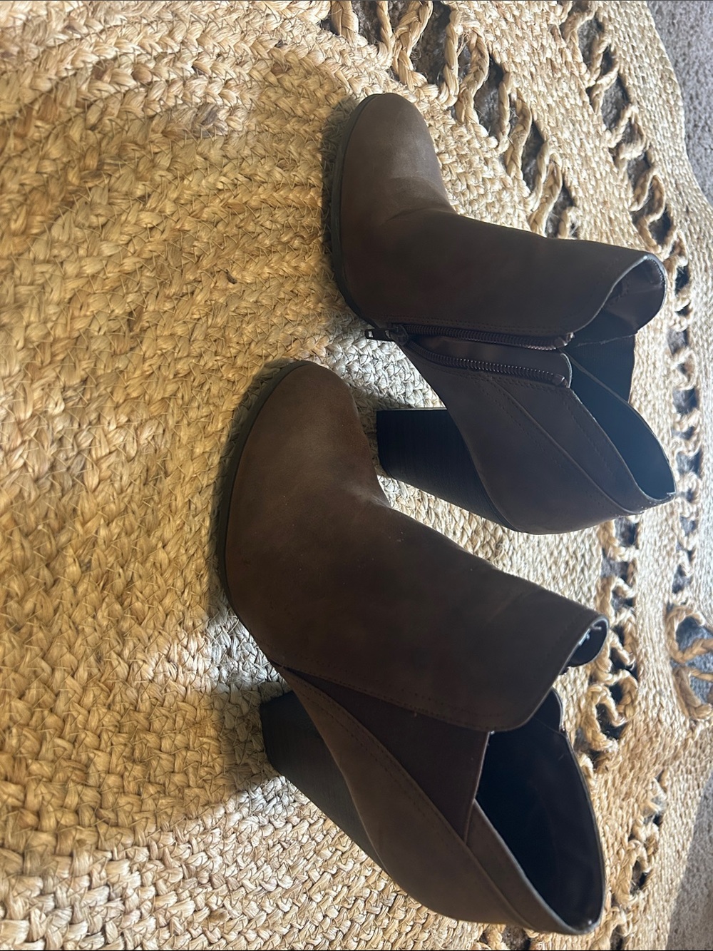 Women’s Brown Suede Ankle Booties - Classic Block Heel